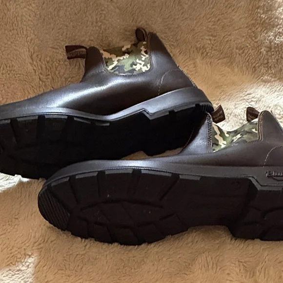 Blundstone Dark Brown Leather & Camouflage Men's Boots size 12 - Picture 4 of 8